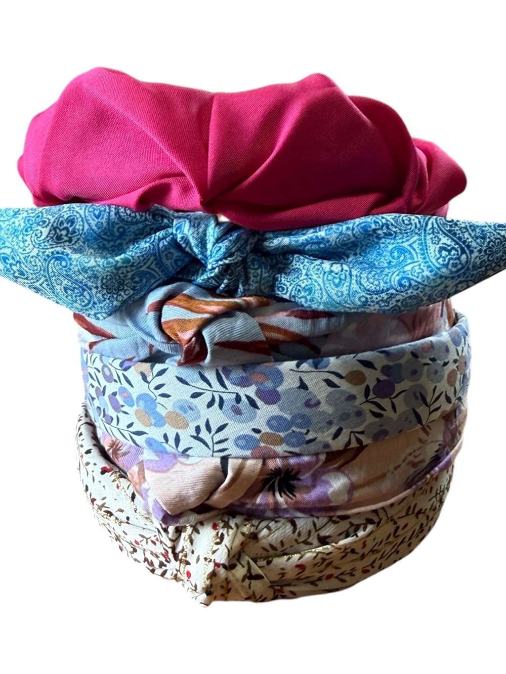 Lot of 6 Knotted Headbands Top Knot Comfort Hair Band Mixed Colors Patterns